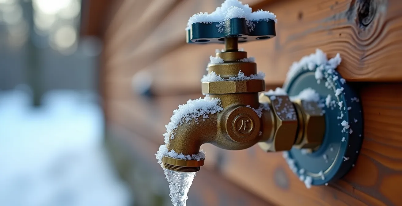 Installation d'un robinet extérieur antigel avec système de purge automatique sur mur de maison québécoise