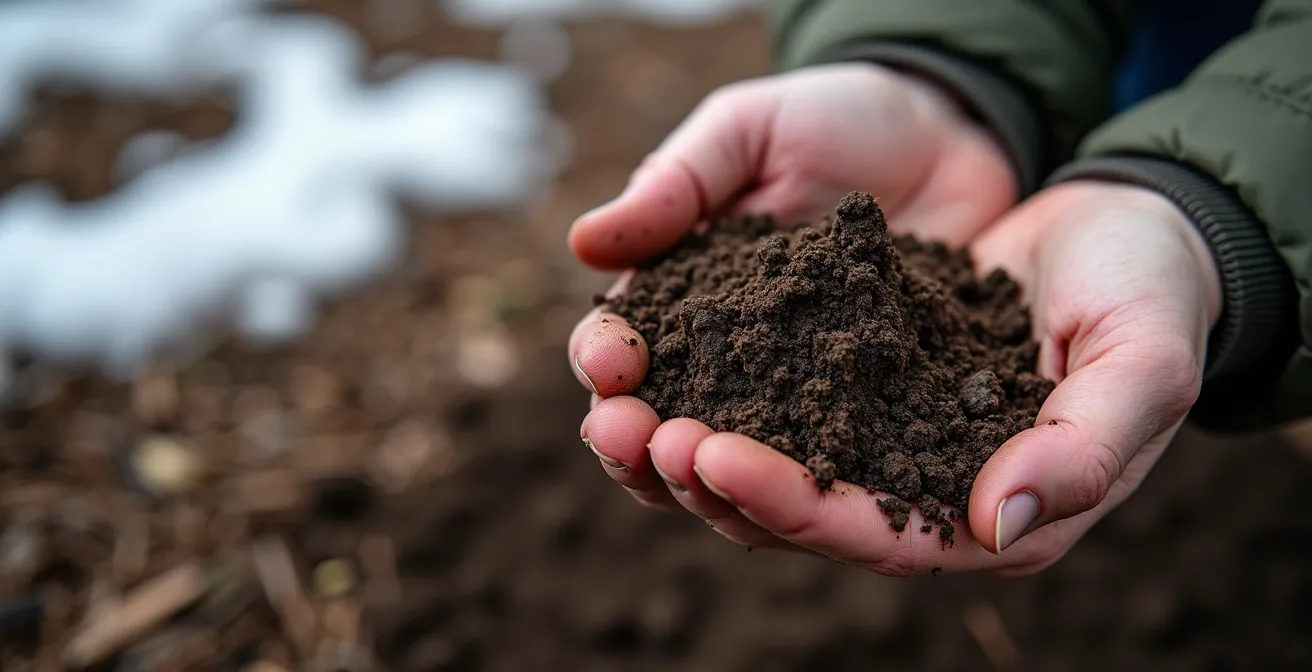Jardinier effectuant un test de texture du sol au printemps québécois